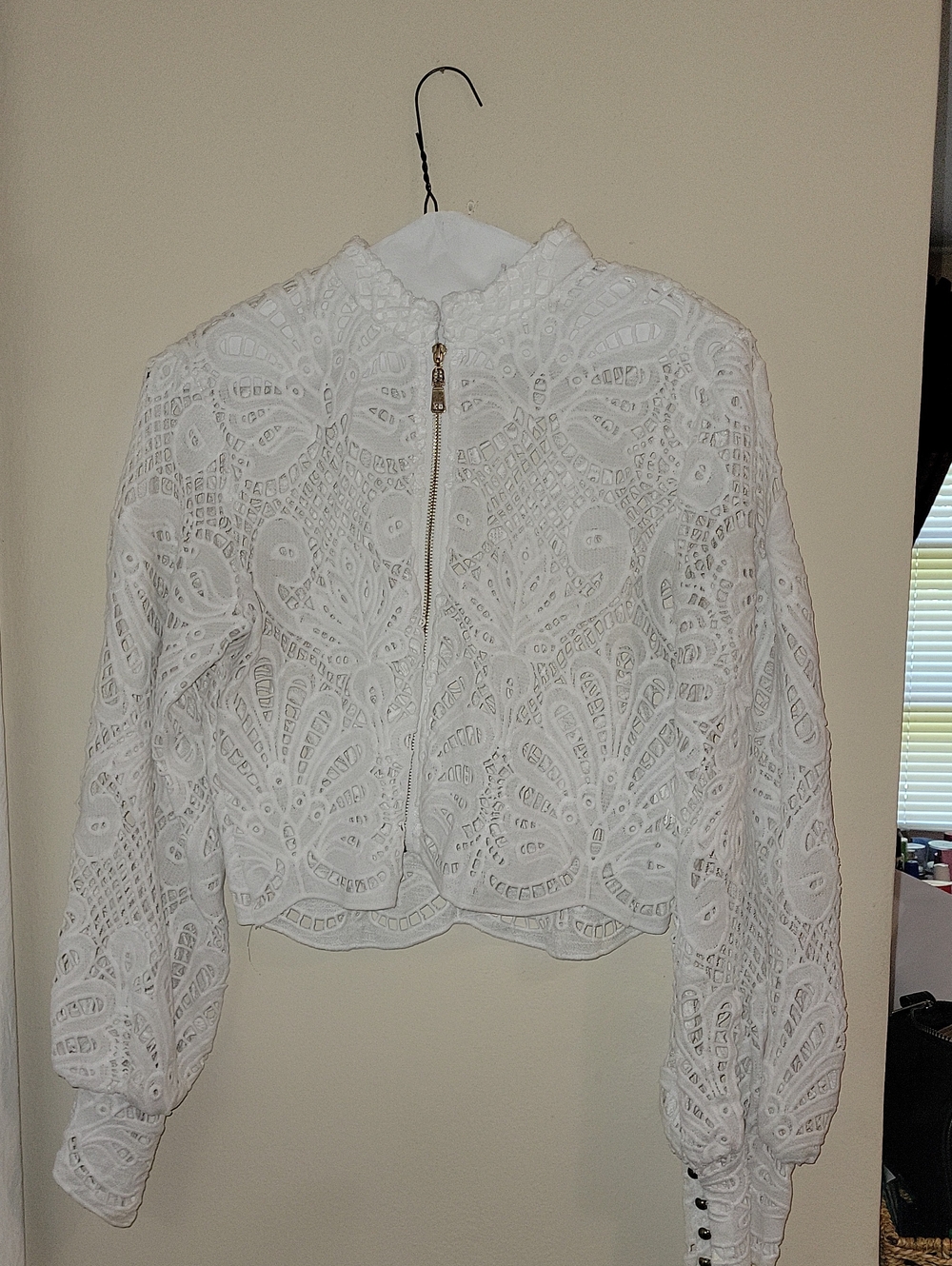White Lace Zip-Front Women's Jacket